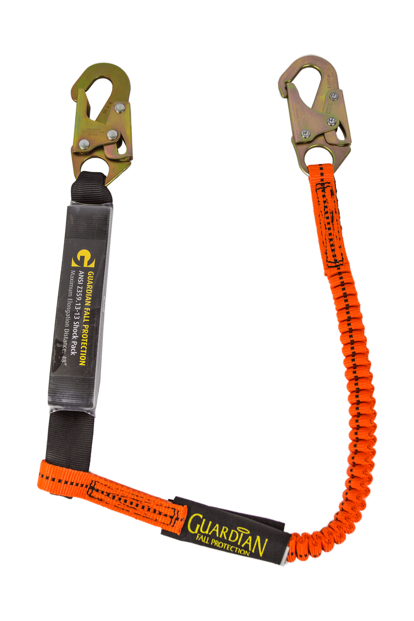 Guardian Fall Protection Steel Snap Hook Lanyard, 1-in Nylon Web