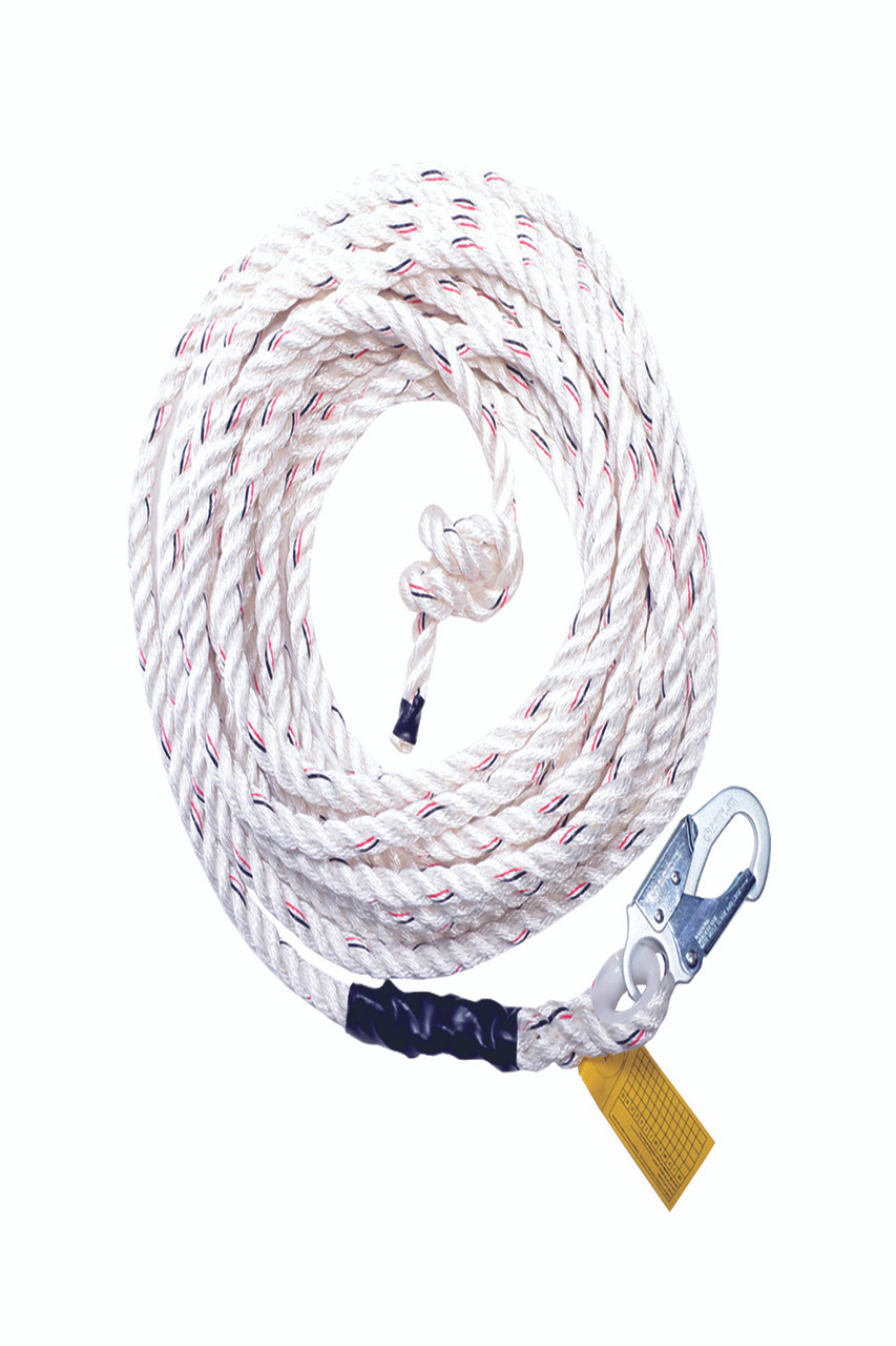 Guardian 11334 - White Polydac Rope with Snap Hook End - 150'L
