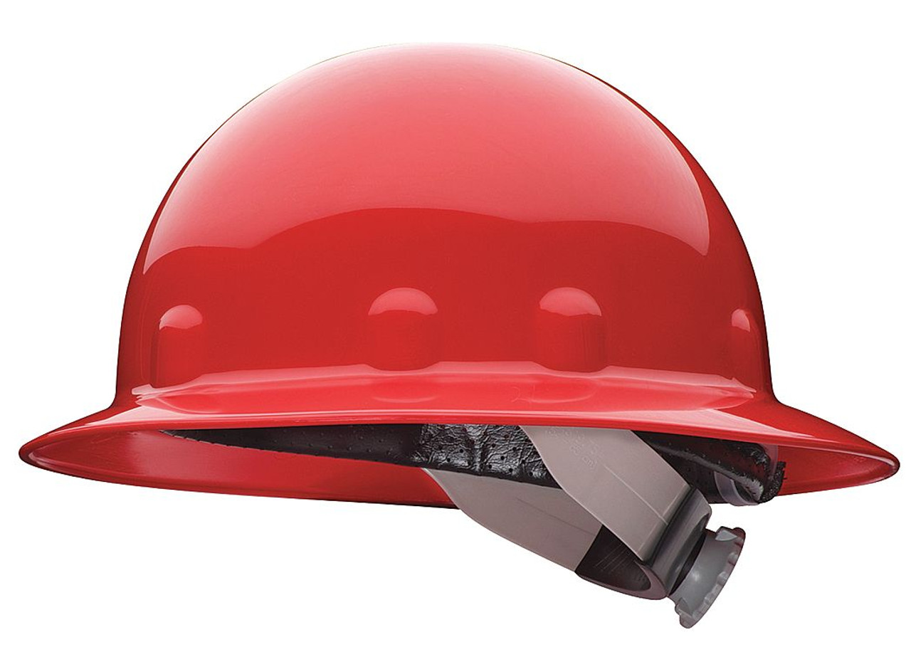 Fibre Metal E1RW15A000 Red Full Brim Hard Hat with Ratchet Suspension