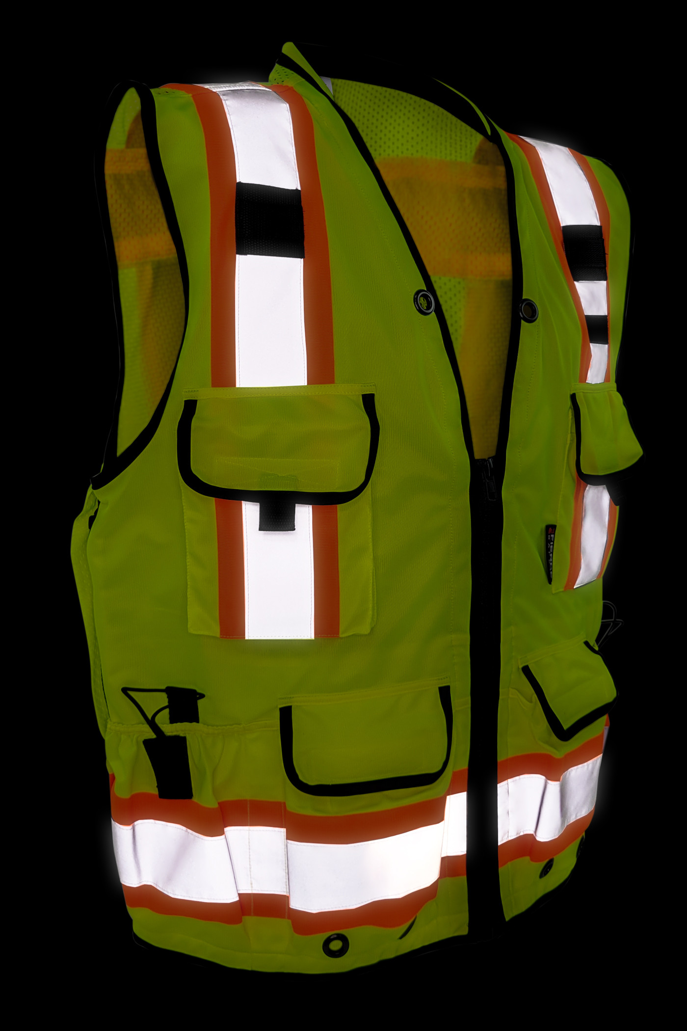 Fierce Safety Class 2 Lime Heavy Duty Vest Tablet Pockets and Premium