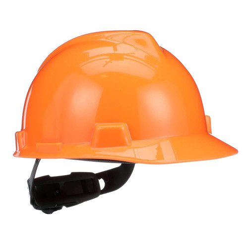 MSA 488146 V-Gard Slotted Cap Hi-Viz Orange With Fas-Trac III Suspension