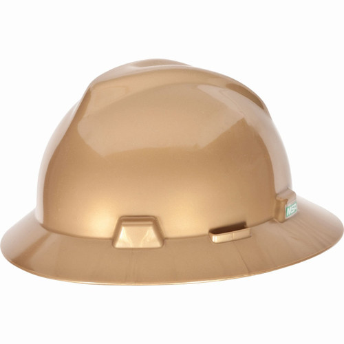 MSA 814053 V-Gard Full Brim Hard Hat - Fas-Trac Suspension - Gold