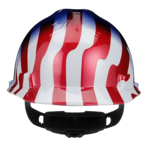 MSA 10050611 Dual American Flag Hard Hat Cap Style Fas-Trac Suspension
