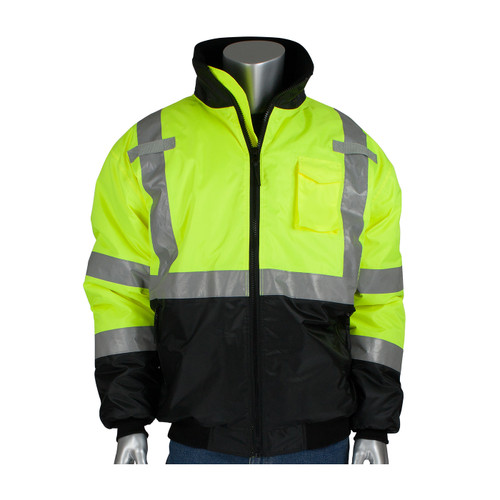 PIP 333-1740-LY ANSI Type R Class 3 Value Black Bottom Bomber Jacket