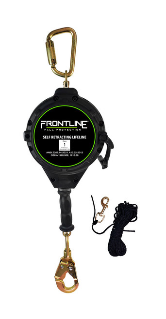 Frontline RPGC30 Cable 30' SRL with Steel Snap Hook End with Carry on Handle and Tagline