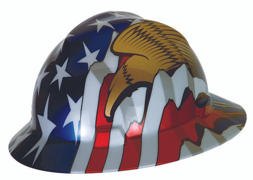 MSA 10071159 Full Brim Hard Hat Patriot V-Gard with Eagles