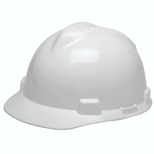 MSA 475358 V-Gard White Hard Hat with Fas-Trac Suspension - Custom Logo
