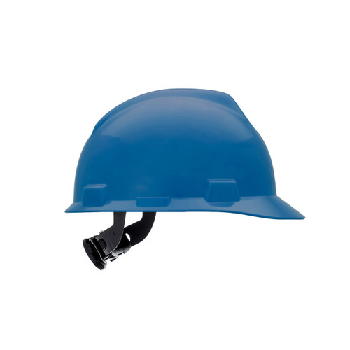 MSA 475359 V-Gard Blue Hard Hat with Fas-Trac III Suspension - Custom Logo
