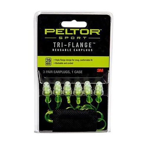 3M 97317-10C Peltor Sport Tri-Flange Corded Reusable Earplugs (3 Pair/Pack)