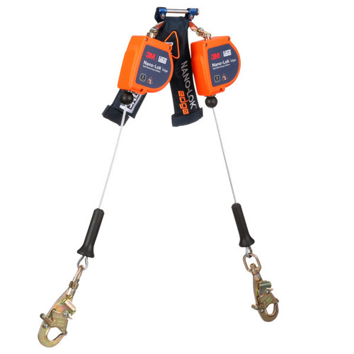 3M DBI SALA 3500282 Nano-Lok Edge Cable Twin-Leg Personal Self Retracting Lifeline with Steel Swivel Snap Hook (8 ft.)