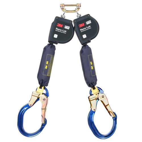 3M DBI SALA 3100612 Nano-Lok XL Twin-Leg Self-Retracting Lifeline with Aluminum Rebar Lock Hooks (9 ft.)