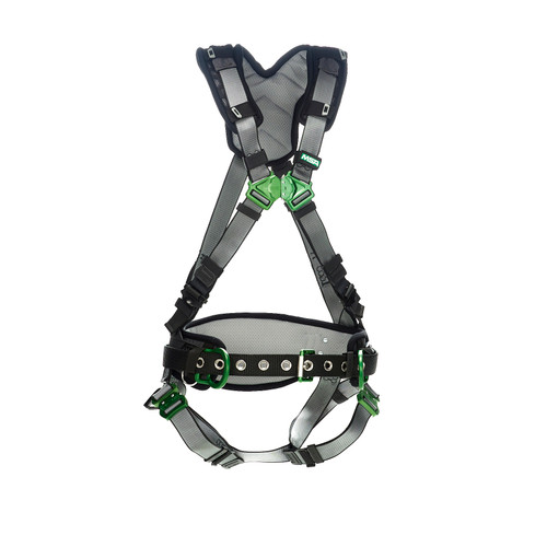 MSA V-FIT Construction Harness with Back & Hip D-Rings and Quick-Connect Leg Straps