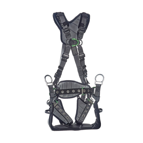 MSA V-FIT Tower Harness with Back Chest & Hip D-Rings and Tongue Buckle Leg & Belt Straps