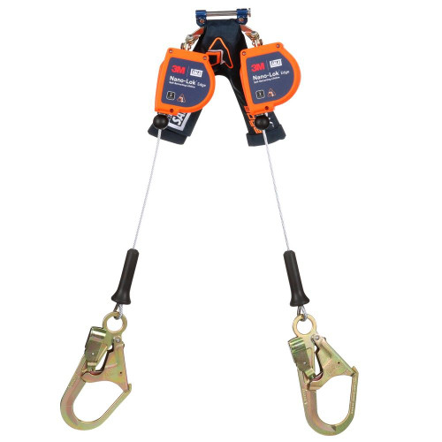 DBI SALA 3500278 Nano-Lok Edge Twin-Leg Personal Self Retracting Lifeline with Steel Rebar Hook (7.3 ft.)