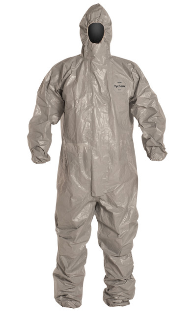 DuPont TF145T Tychem Hooded Coverall with Elastic Wrists and Ankles (6/Case)