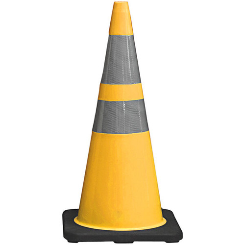 Cortina 03-500-75 DW Series Yellow Traffic Cone with Reflective Collars (28")