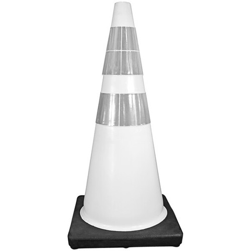 Cortina 03-500-77 DW Series White Traffic Cone with Reflective Collars (28")