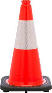 Cortina 03-500-21O W Series Orange Traffic Cone with Reflective Collar (18")