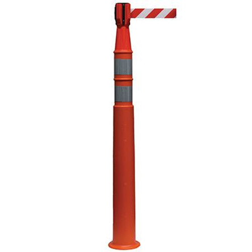 Cortina 03-710 43" Stackable Orange Post with HIP Collars & Red Retractable Cone Topper