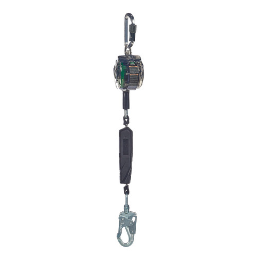 MSA V-TEC Single-Leg Personal Fall Limiter-Cable (10') with swivel snaphook and triple action carabiner