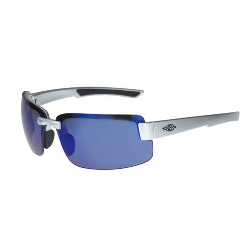 Crossfire 442208 ES6 Premium Safety Eyewear with Silver Gloss Frame and Blue Mirror Lens