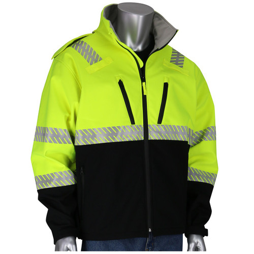 PIP 333-1550-LY ANSI Type R Class 3 Ripstop Softshell Black Bottom Jacket