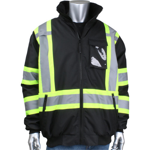 PIP 331-1745X-BK ANSI Type O Class 1 and CAN/CSA Z96 Two-Tone X-Back Full Zip Bomber Jacket