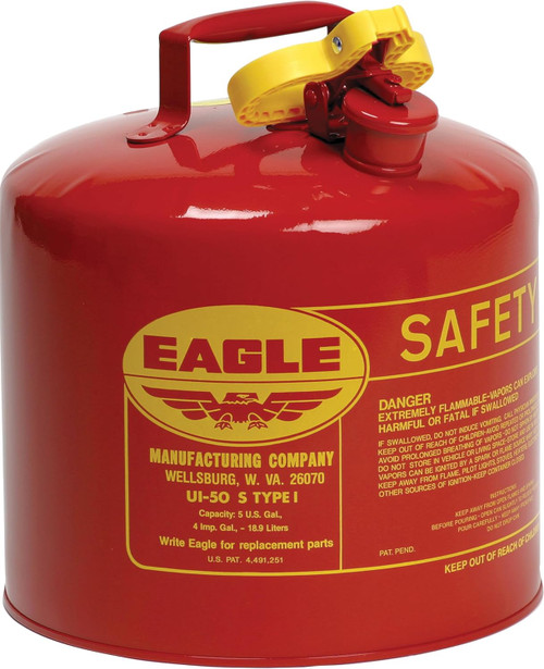 Eagle UI50S Type I 5 Gallon Steel Safety Can for Flammables with Flame Arrester