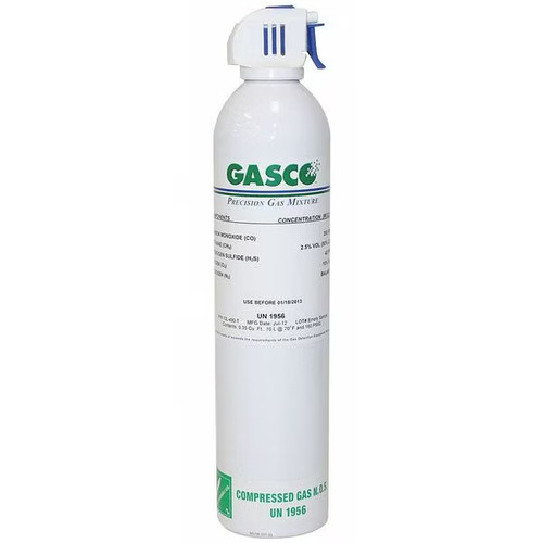 Gasco 10L-490-T Bump Test Only Calibration Gas Cylinder Carbon Monoxide 200 PPM - Methane 50% LEL - Hydrogen Sulfide 40 PPM - Oxygen 10% (10 L)