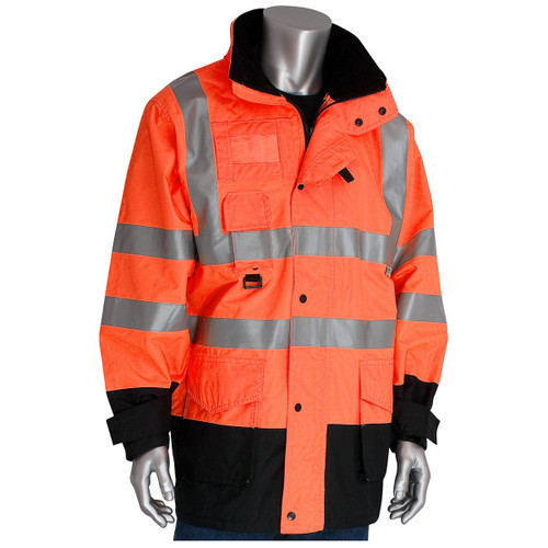 PIP 343-1756-OR ANSI Type R Class 3 7-in-1 All Conditions Coat with Inner Jacket and Vest Combination