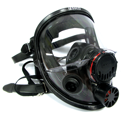 North 760008AS Full Facepiece with 5 Strap Headband and Dual Cartridge Connectors (Small)