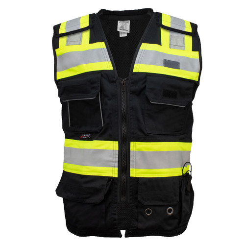 Fierce Safety SU500B-BRV Premium Surveyors Class 1 Black Vest with Tablet Pocket & Neck Padding