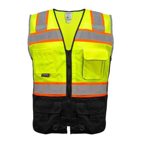 Fierce Safety Superior Surveyors SU400 Class 2 Meshed Two Tone Black Bottom Vest and Tablet Pockets - World Cup Customization