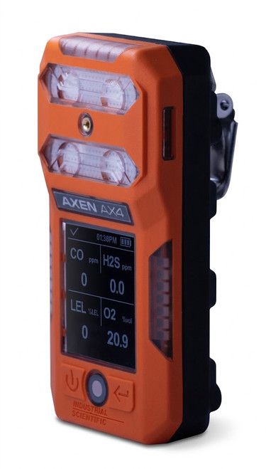 Industrial Scientific AX4-K12300101000 Axen AX4 Portable 4 Gas Monitor (LEL/CO/H₂S/O₂)