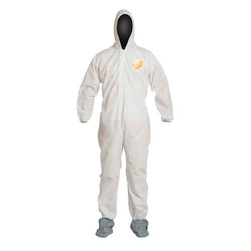 Dupont PB122SW White Basic Coverall with Hood and Shoe Covers (25PK)