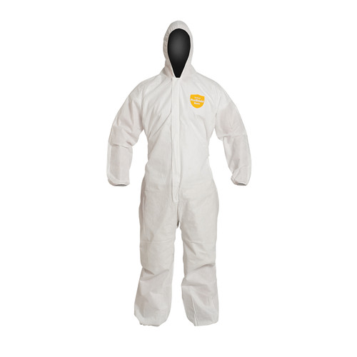 Dupont PB127SW White Basic Coverall with Hood and Zipper (25/Case)