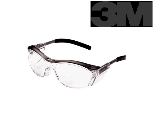3M 11436 Reader Safety Glasses with Clear Lens Gray Frame +2.5 Diopter
