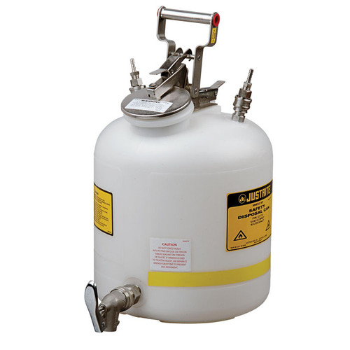 Justrite 12770 Disposal Can with faucet 5 Gal Fit 1/4