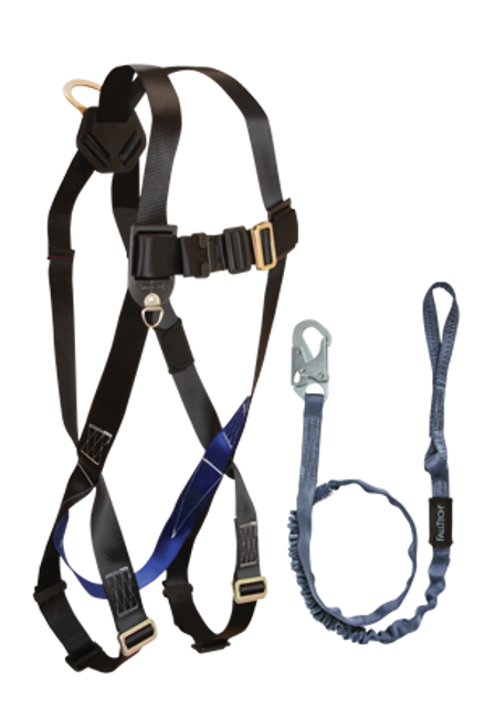 FallTech CMB078259L Harness and Shock Absorbing Lanyard Combo