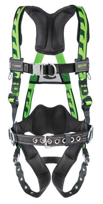 Miller ACF-TBBDP Green Harness with 4 D rings and Removable Belt