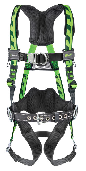 Miller ACF-QCBDP Green Harness with 4 D rings and Removable Belt