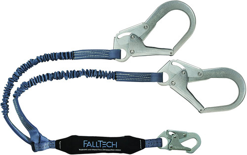 FallTech 8256ELY3 Double Shock Absorbing 6' Lanyard with Rebar Hooks
