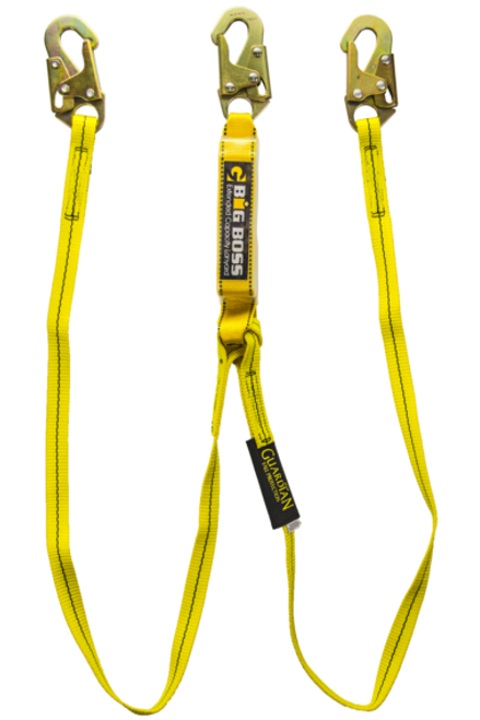 Guardian 21302 Big Boss Fall Lanyard Double Leg Steel Snap Hook 6'