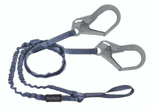 FallTech 8259Y3L Double Leg Lanyard with Loop and Rebar Hooks