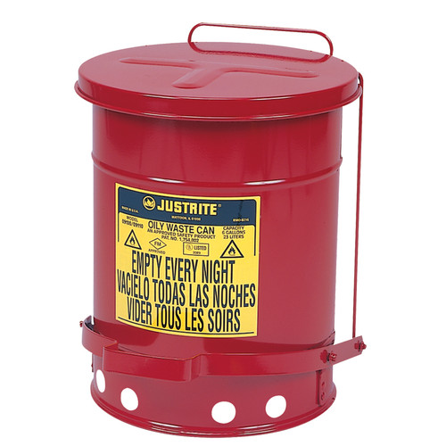 Justrite 09700 Oily Foot-Operated Waste Can 21 Gal