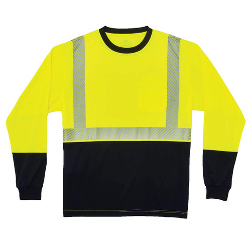 Ergodyne 8281BK Lime Type R Class 2 Black Front Long Sleeve T-Shirt