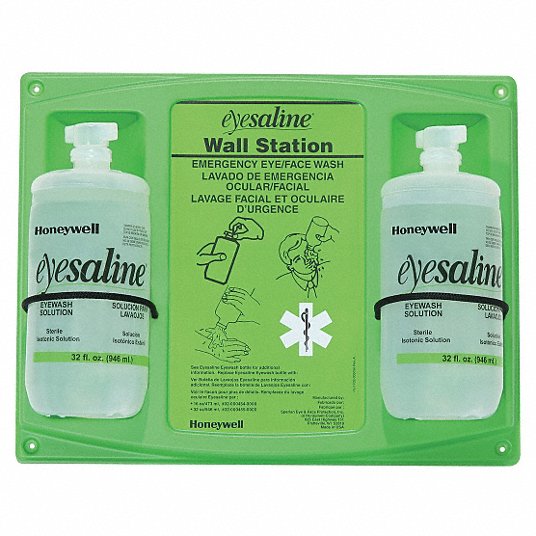 Emergency Eyewash Station w/ One 32 oz Eyesaline Solution Bottle