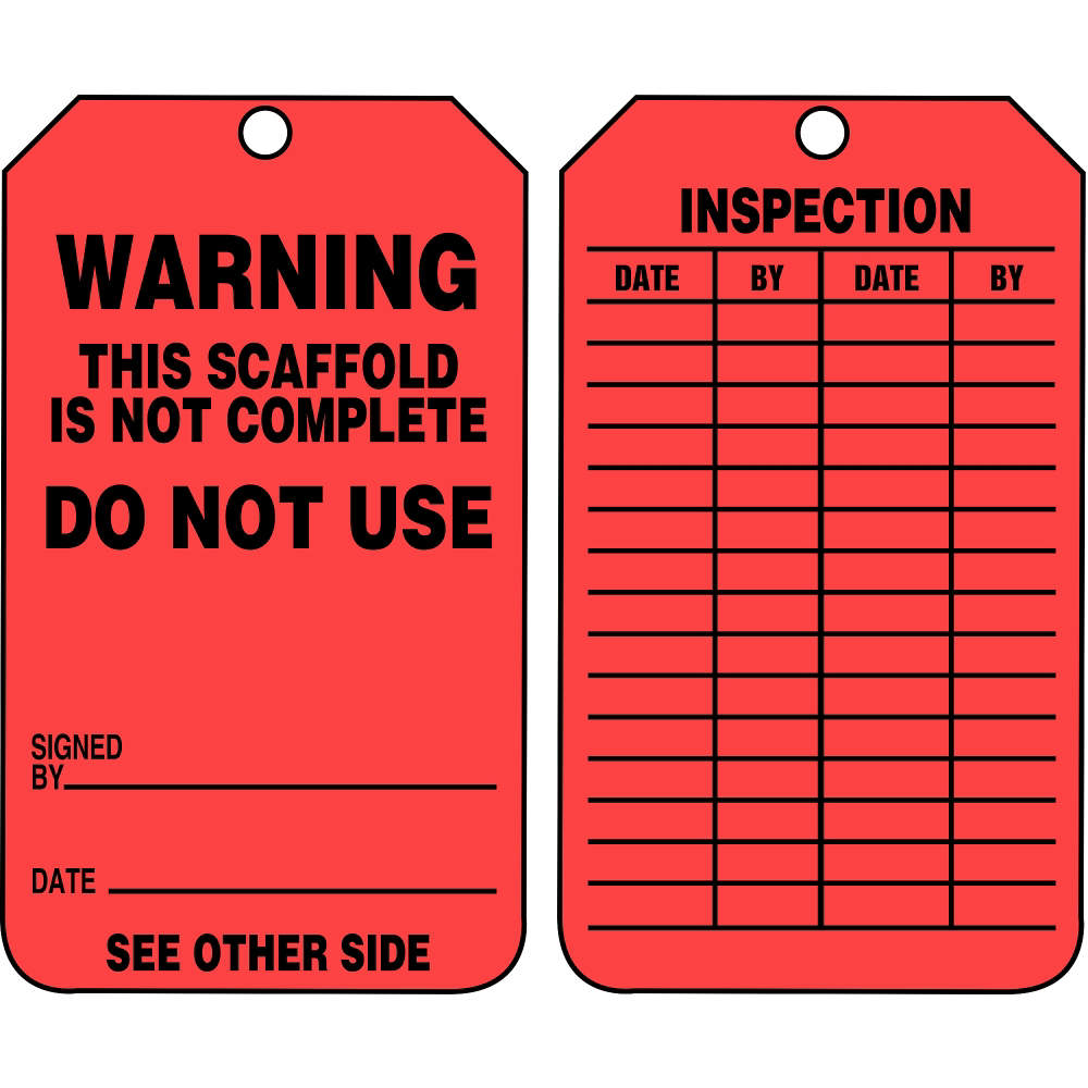 Accuform TRS322CTP Scaffold Status Safety Tag: Warning- Do Not Use