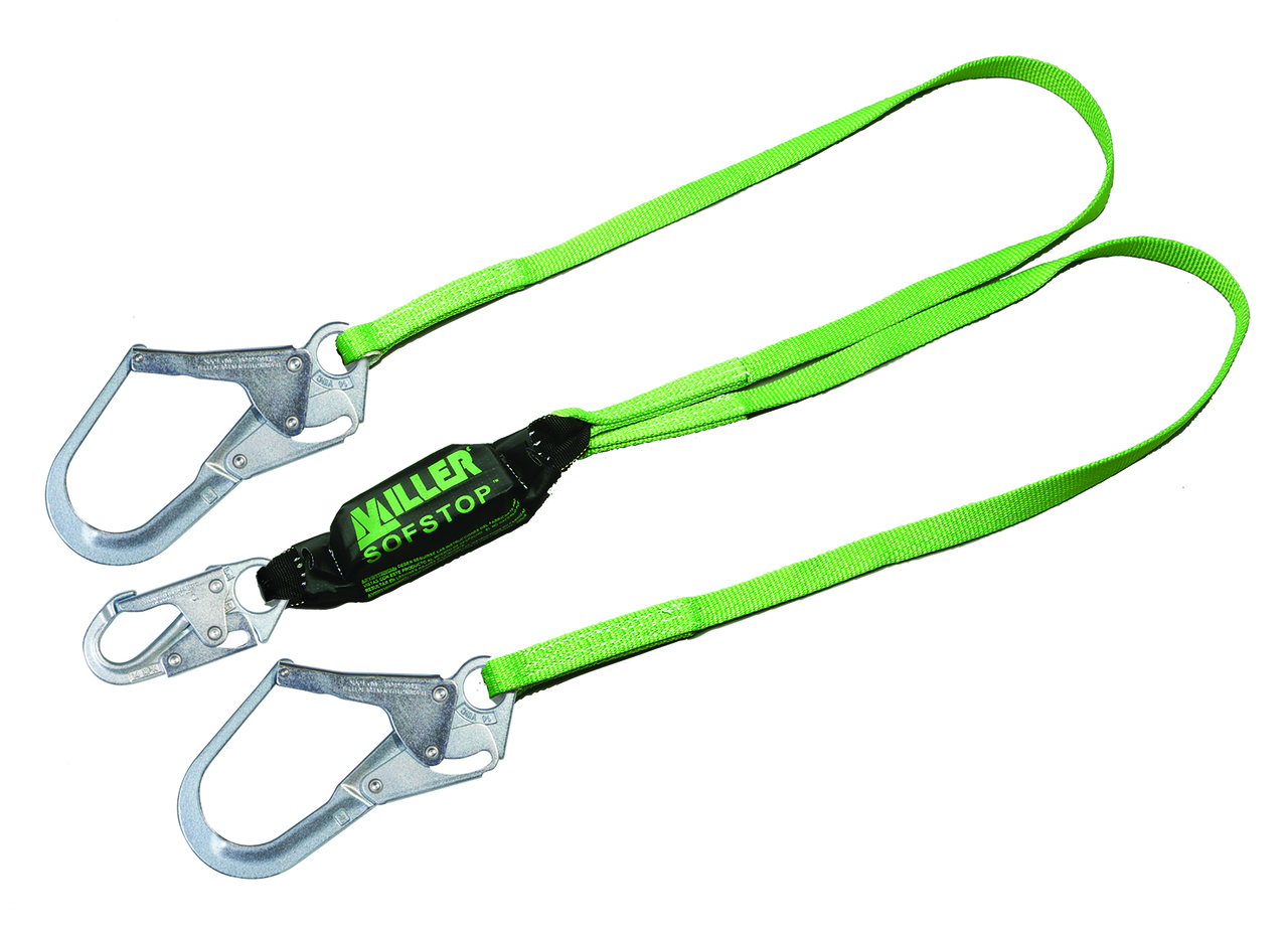 Miller 6 ft. Manyard Double Leg Lanyard w/ 1 Snap Hook and 2 Rebar Hooks -  231WRS-Z7/6FTYL - Jendco Safety Supply