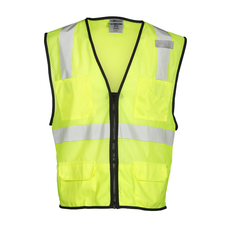 ML Kishigo 1191 Class 2 Lime 6 Pocket Zipper Mesh Vest